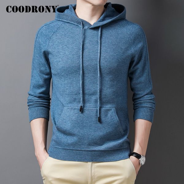 

coodrony brand hooded sweater men clothes 2020 new arrival knitwear pullover men autumn winter thick warm wool pull homme c1170, White;black