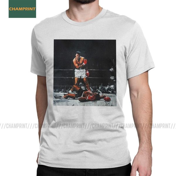 

muhammad ali knocks out sonny liston t-shirts men boxing boxer sports heavyweight vintage 100% cotton tees short sleeve t shirt