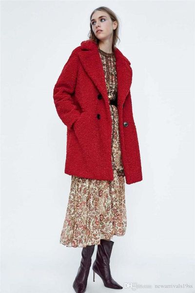 

designer lamb fur solid color outerwear female loose coat womens winter coat, Black