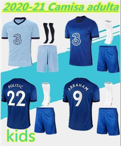 

2020 kids soccer jersey lampard pulisic football shirt kits camiseta de fÃºtbol willian camisa de futebol 20/21 kids kante maillot de foot, Black;yellow