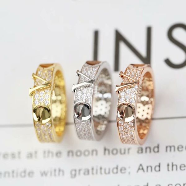 

europe america new style men lady women titanium steel embossed v initials full diamond lovers rings 3 color size us6-us9, Silver