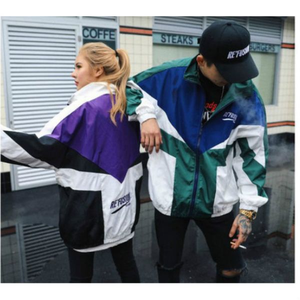 

men jackets new arrival sport style coat mens fashion contrast panelled loose jackets men hiphop streetwear outerwear, Black;brown