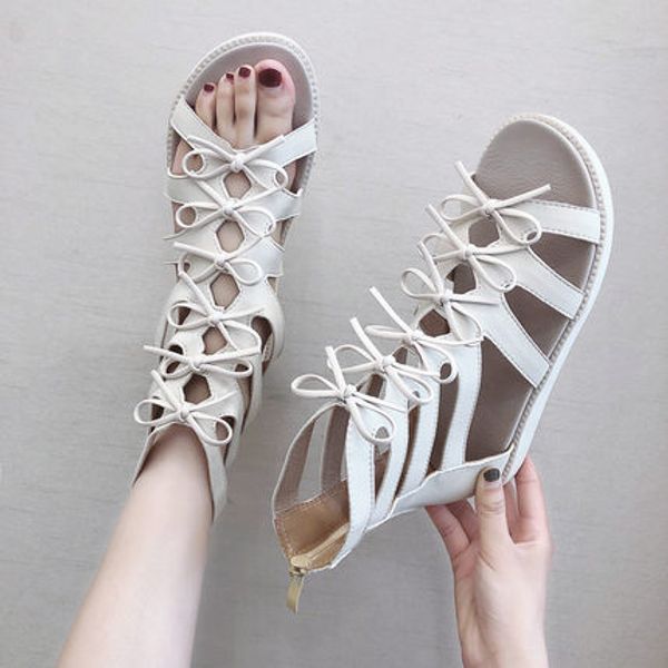 

high-bow fairy style sandals 2020 summer net red super fire new wild fashion roman ins tide shoes, Black