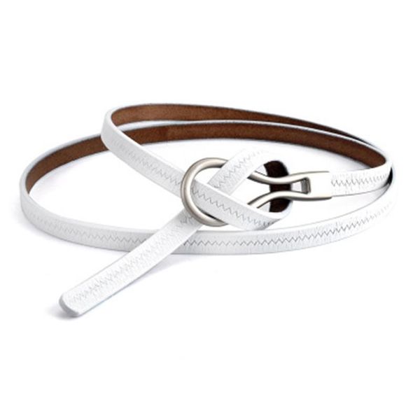 

women faux leather belts candy color thin skinny waistband adjustable belt women dress04, Black;brown