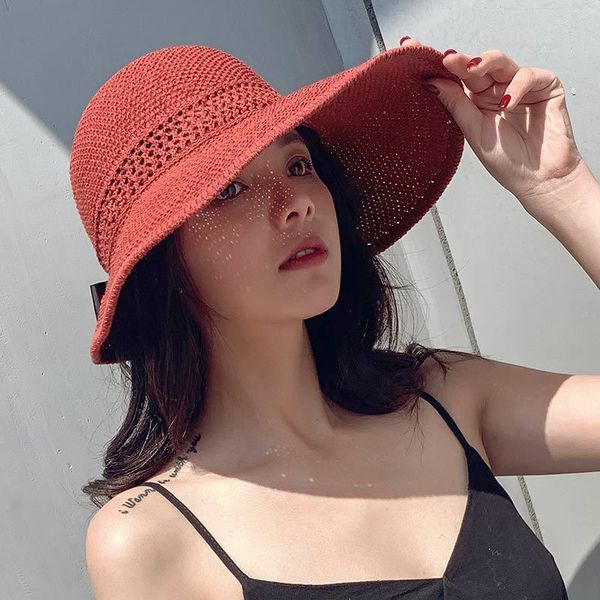

lady sun hat bowknot fisherman straw hat female summer fashion wild travel beach sun outdoor protection foldable, Blue;gray