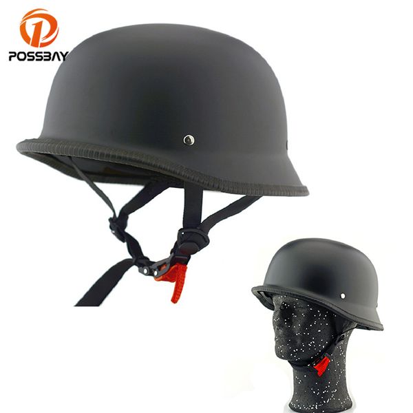 

possbay motorcycle helmet retro german half face helmet for chopper cruiser parts man abs black cafe racer motorbike helmets