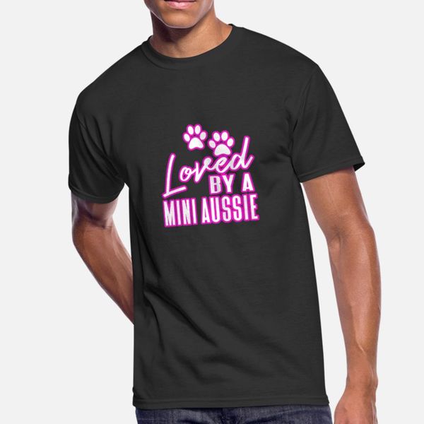 

fun loved by a mini aussie paw print australian sh t shirt men printing cotton crew neck clothing interesting new fashion spring autumn