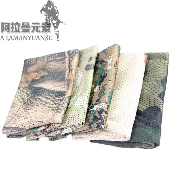

tactical camouflage scarf mesh outdoor breathable headband mesh scarf outdoor jungle muffler camping hiking, Black