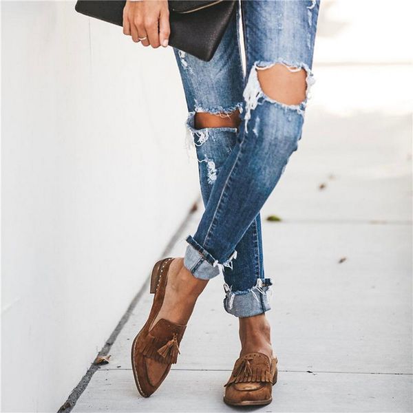 

litthing new sneakers shoes women vintage tassels decorated female sneakers slip-on shallow comfort loafers ladies flat shoes, Black