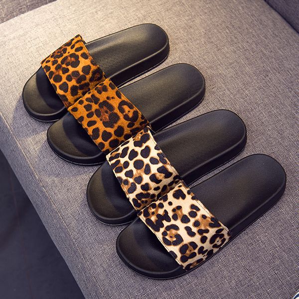 

sandalias mujer women shoes fashion leopard print ins style casual outdoor flip flops for 2020 summer, Black