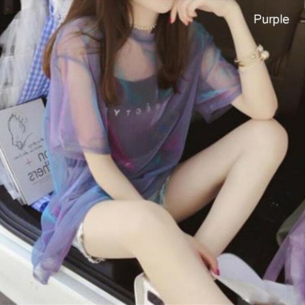 

women shirt women transparent mesh t shirt short sleeve tee solid cover up camisole vest oversize drop shipping, White