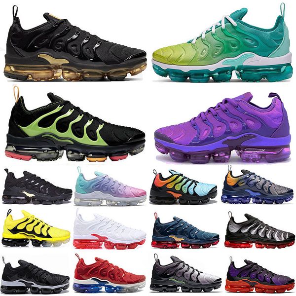 

new arrival coquettish purple tn plus big size 13 pastel metallic gold mens running shoes hyper violet lemon lime women trainers sneakers, Black