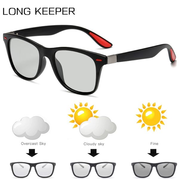 

men pchromic polarized sunglasses classic rivet chameleon discoloration glasses change color sun glasses male driving goggle, White;black
