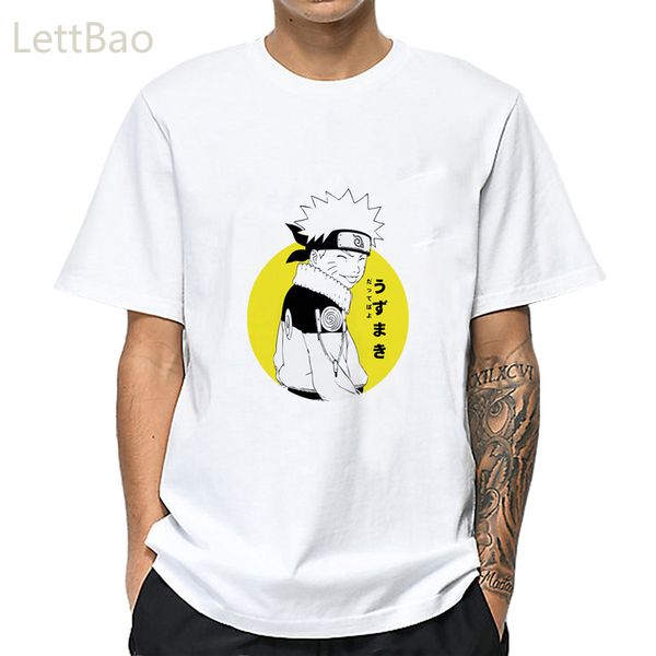 

наруто узумаки японского аниме мужчины tshirts забавный мультфильм печать эстетическое hip hop смешные моды streetwear футболки топы тис муж