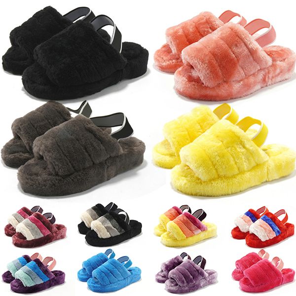 

2020 australia women slides winter snow slippers black red yellow grey pink comfortable keep warm fuzzy flip flops size 36-44