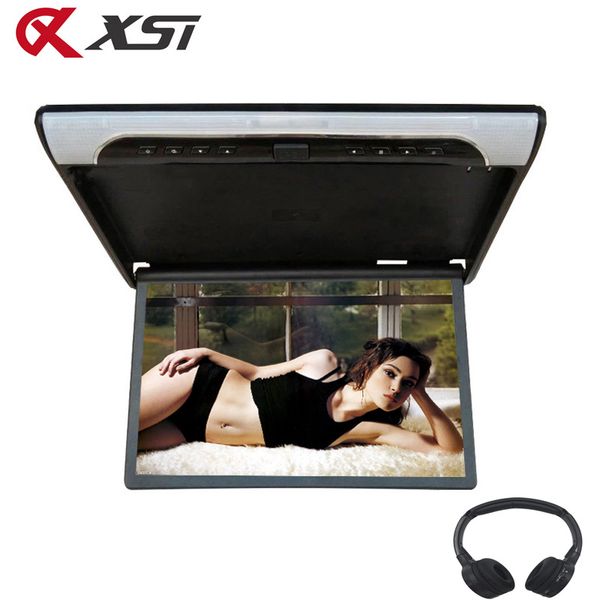 

xst 19 inch hd 1080p video car monitor roof flip down mount monitor touch button with usb sd hdmi sperker ir fm transmitter