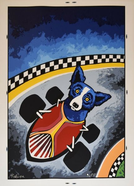 

george rodrigue blue dog thunder road home decor handpainted &hd print oil painting on canvas wall art canvas pictures 6042