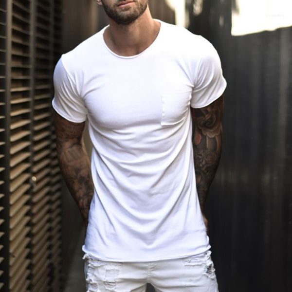 

crew neck tshirt with pockets mens summer mens solid tshirt casual basic short sleeve, White;black