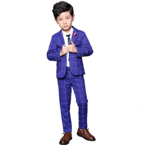 

flower boys blazer jacket +pants 2pcs formal suit for weddings kids party tuxedo dress children blazer performance costume f284, Blue