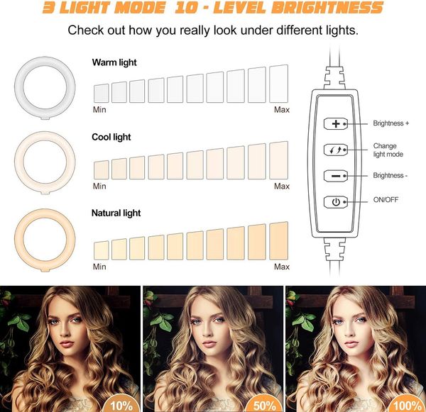 

quality 10/12/13 inch ring light ring flash led light usb pgraphy lighting lamp for camera smartphone studio live streaming