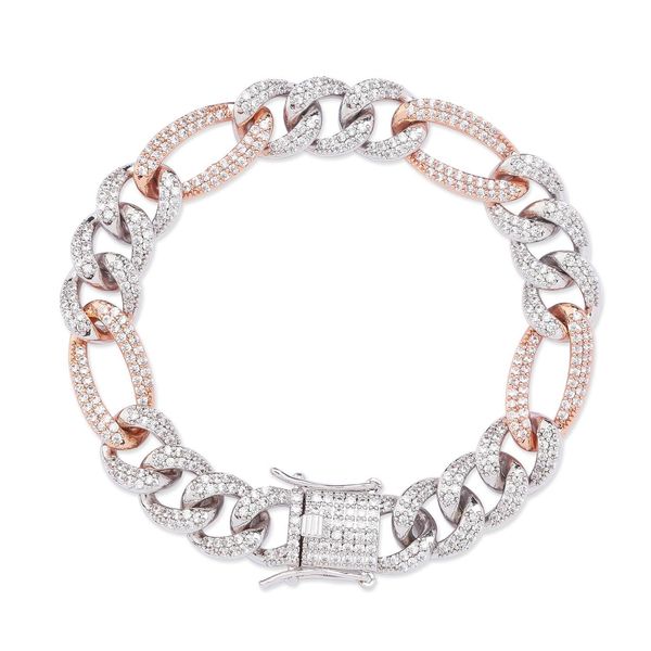 

silver chain out bracelets hip 10mm men cuban personality iced rapper y200107 miami crystal color curb jewelry gold rillz hop cz wjjzcf, Golden;silver