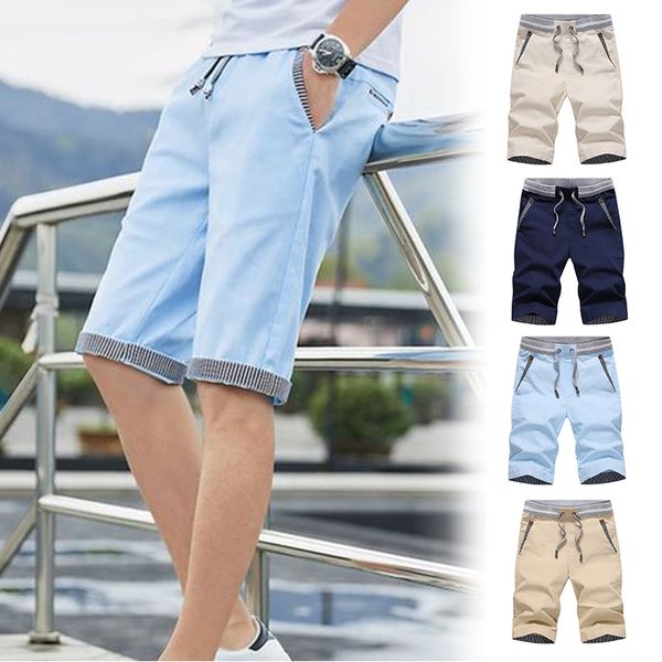 

newly casual summer shorts elastic fashion with pockets drawstring for man beach, White;black