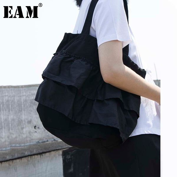 

eam] women new black ruffles split joint big size personality accessories fashion tide all-match spring autumn 2020 1w262, Black;brown