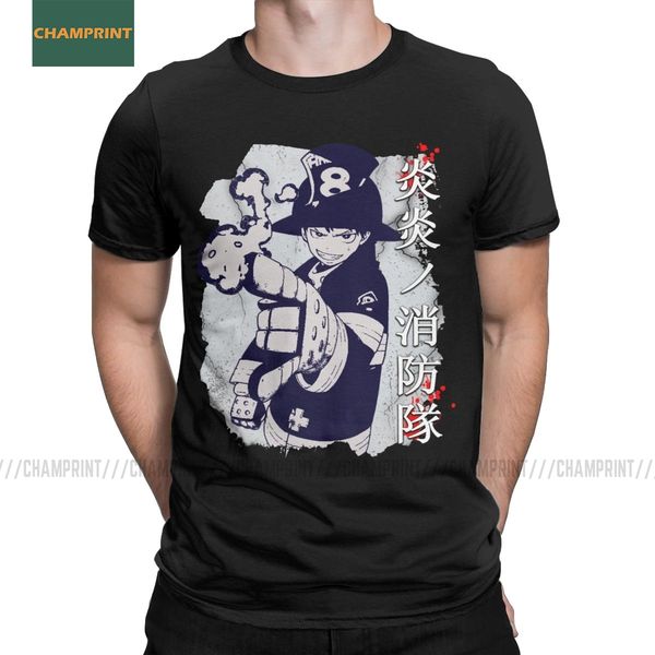 

men t-shirt shinra fire force cotton tee shirt short sleeve anime enen no shouboutai kusakabe t shirt o neck plus size