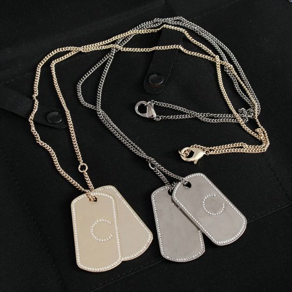 

Fashion Have stamps double bronze necklace iced out chains for lady women Party wedding lovers gift jewelry for Bride With BOX HB410