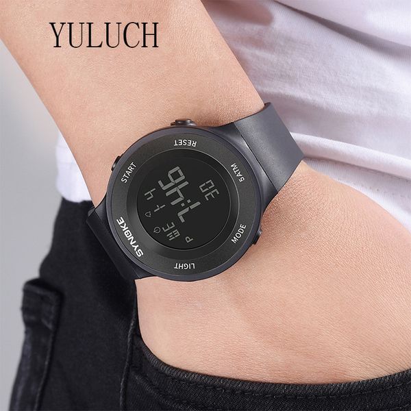 

yuluch men college electronic watch men's waterproof led luminous simple trend watch sports detachable strap, Slivery;brown