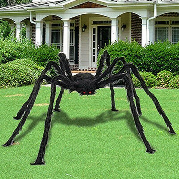 

halloween prop horror giant black spider kids children haunted plush scary toys for party event decoration