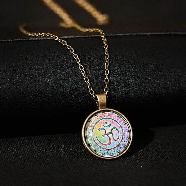 

vintage om necklace jewelry 2020 charm meditation yoga womens fashion ethnic chain necklace men jewelry bijoux femme, Silver
