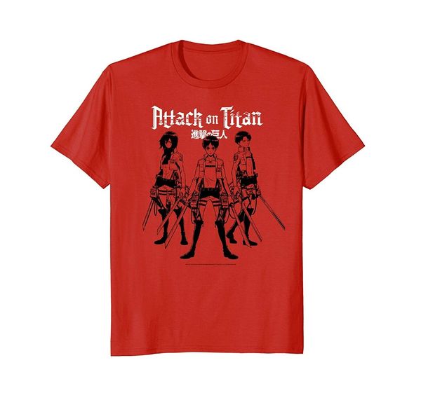 

2019 men t-shirt fashion attack on titan training corps trio linear t-shirt