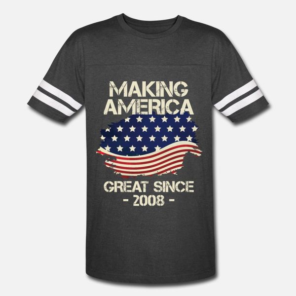 

making america great since 2008 american flag t shirt men custom tee shirt round neck leisure loose new style summer normal shirt