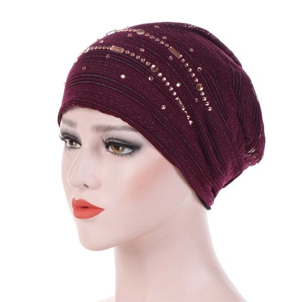 

beanie/skull caps women hat lace ninja underscarf head islamic cover bonnet beanie heap pile cap, Blue;gray