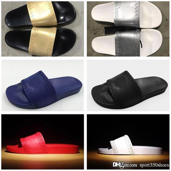 

2020 palazzo medusa pool slides with embossed medusa head rubberised slip-on rubber pvc sandals slippers fashion slippers size us8-12, Black