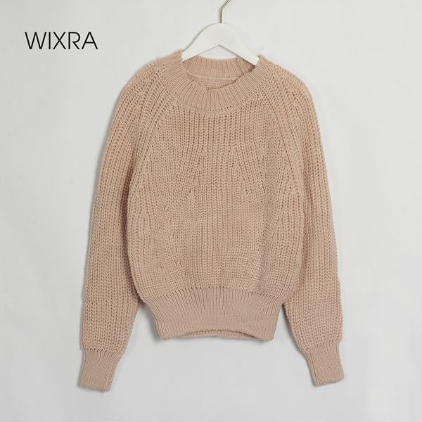 

wixra womens sweater pullovers thick casual o neck solid autumn winter female knit high elastic long sleeve twisted jumpers, White;black