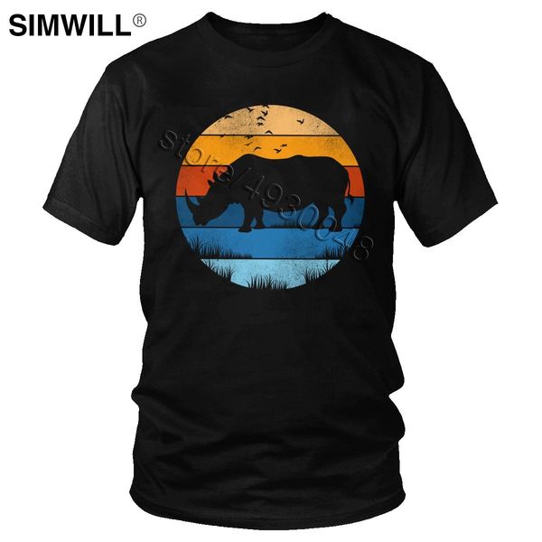 

vintage chubby unicorns t shirt men pure cotton rhinoceros tshirt rhino t-shirt retro short sleeves unique large size tees gift