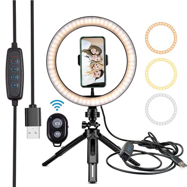 

adjustable table tripod 26cm selfie bluetooth remote pgraphy lighting phone ringlight p led ring light lamp youtube live