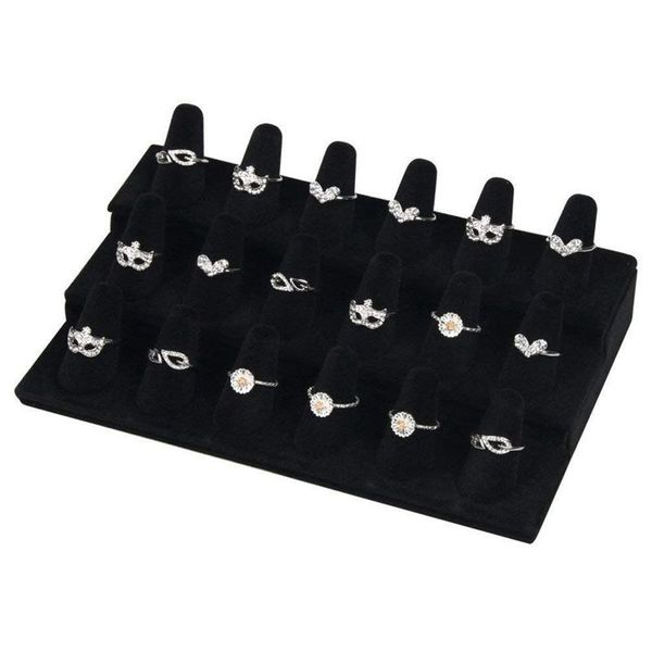 

black wood, flannel 18 finger ring display showcase organizer holder jewelry storage counter mx200810