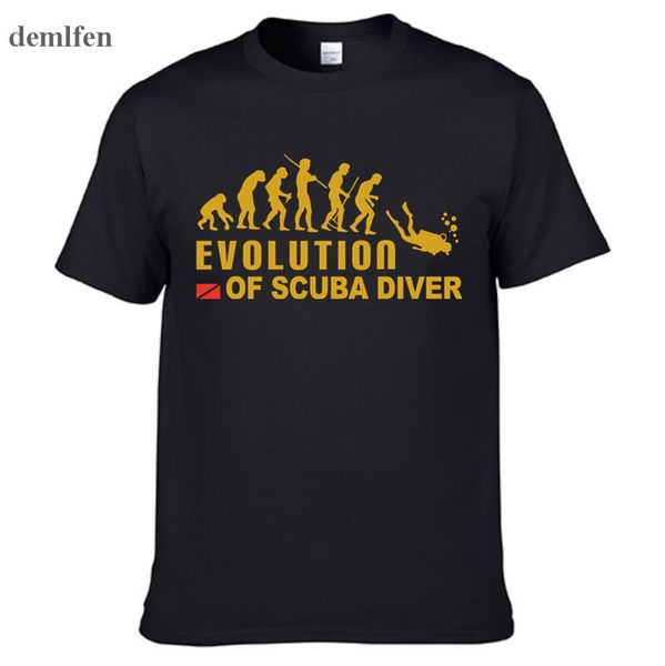 

evolution of scuba diver dive down flag dive funny black t-shirt men summer cotton t shirt tees