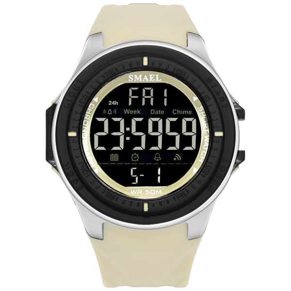 

smael watches men led digital electronic wristwatches men sports watches male clock reloje hombre heren horloge, Slivery;brown