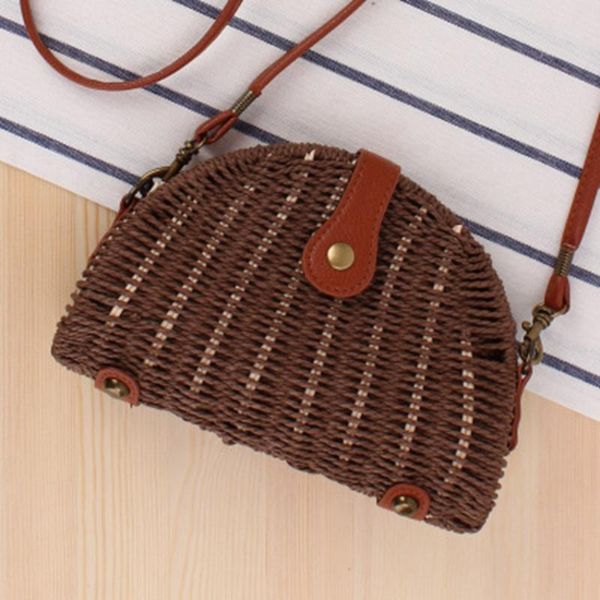 

europe and the united states wind new small fresh oblique woven bag beach bag sen semi-circle straw holiday handbag