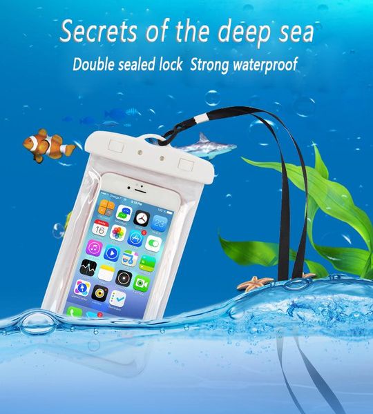 

cgjxsfor iphone x 7 8 plus dry bag phone waterproof case bags pvc protective universal pouch with lanyard for diving swimming 6 inch