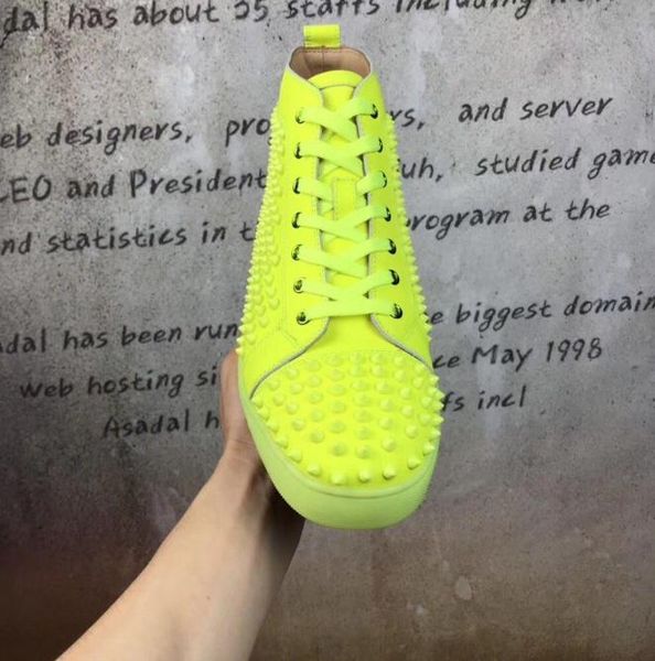 

designer spike yellow sneakers leather men's shoes sneakers high-sports casual comfortable shoes, Black