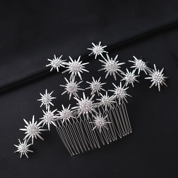 

fashion snow bridal hair comb handmade wedding hair accessories rhinestone jewelry hairband women party headpiece, Golden;silver