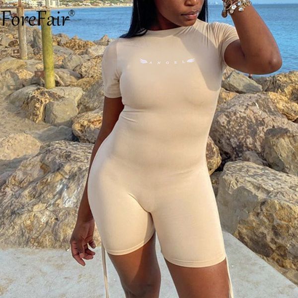 

women's jumpsuits & rompers forefair 2021 summer apricot o neck short sleeve bodycon women playsuit bandage basic casual streewear skin, Black;white