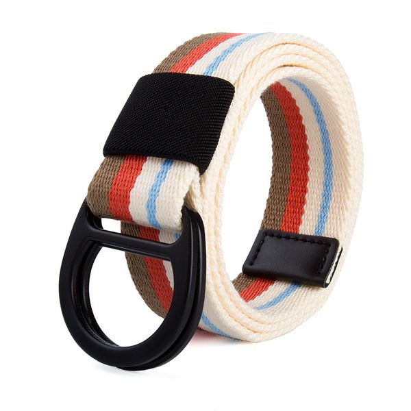 

men's and women's canvas belt belt double loop elastic trousers korean fashion all-match female men's woven adult, Black;brown