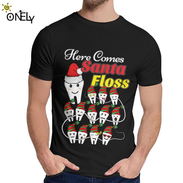 

crewneck dentist christmas pun santa floss dental hygienist t-shirt new arrival man 100% cotton t shirt ing