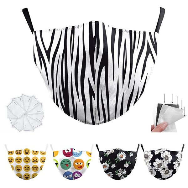 

new zebra with 2 filter fashion black designer luxury face mask party cosplay washable reusable dust windproof protect cotton masks
